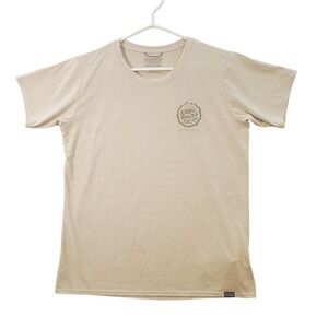 Patagonia Capilene Cool Daily Graphic Shirt Mens Medium Tan Share The Trail Tee